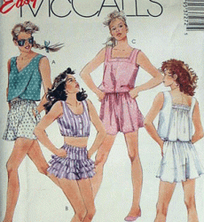 3727 MCCALLS SHORTER LAPPED / BUTTON TOPS, FLARE SHORTS CUTE PATTERN 12